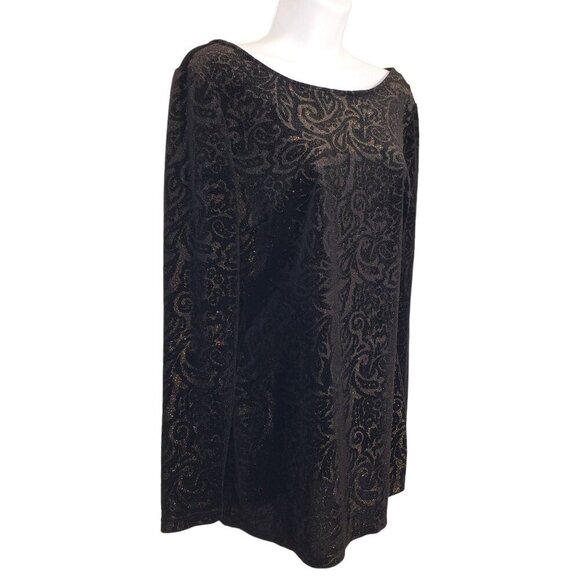 Cache Black Metallic Velvet Burnout Tunic Top Whimsigoth Grunge Womens M NWT - Picture 3 of 12